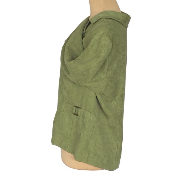 R.Q.T. Avacado Green Faux Suede Textured Blazer, Women's Large - Picture 2 of 8